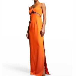 Aidan Mattox Orange Cut Out Maxi Gown Size 2